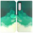 For Sony Xperia 10 IV 2023 Watercolor Pattern Flip Leather Phone Case(Cyan Green) - 1