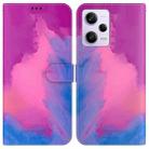 For Xiaomi Redmi Note 12 Pro 5G Watercolor Pattern Flip Leather Phone Case(Purple Red) - 1