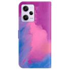For Xiaomi Redmi Note 12 Pro 5G Watercolor Pattern Flip Leather Phone Case(Purple Red) - 3