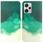 For Xiaomi Redmi Note 12 Pro+ Watercolor Pattern Flip Leather Phone Case(Cyan Green) - 1