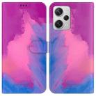 For Xiaomi Redmi Note 12 Pro+ Watercolor Pattern Flip Leather Phone Case(Purple Red) - 1