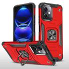 For Xiaomi Redmi Note 12 Magnetic Armor Shockproof TPU + PC Phone Case with Metal Ring Holder(Red) - 1