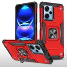 For Xiaomi Redmi Note 12 Pro+ Magnetic Armor Shockproof TPU + PC Phone Case with Metal Ring Holder(Red) - 1