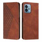 For Motorola Moto G 5G 2023 Diamond Pattern Splicing Skin Feel Magnetic Phone Case(Brown) - 1