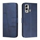 For Infinix Hot 20 Play Stitching Calf Texture Buckle Leather Phone Case(Blue) - 1