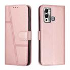 For Infinix Hot 20 Play Stitching Calf Texture Buckle Leather Phone Case(Rose Gold) - 1