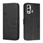 For Infinix Hot 20i Stitching Calf Texture Buckle Leather Phone Case(Black) - 1