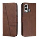 For Infinix Hot 20i Stitching Calf Texture Buckle Leather Phone Case(Brown) - 1