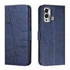 For Infinix Hot 20i Stitching Calf Texture Buckle Leather Phone Case(Blue) - 1