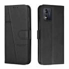 For Motorola Moto E13 Stitching Calf Texture Buckle Leather Phone Case(Black) - 1