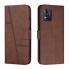 For Motorola Moto E13 Stitching Calf Texture Buckle Leather Phone Case(Brown) - 1