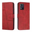 For Motorola Moto E13 Stitching Calf Texture Buckle Leather Phone Case(Red) - 1