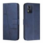 For Motorola Moto E13 Stitching Calf Texture Buckle Leather Phone Case(Blue) - 1