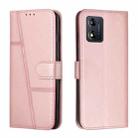 For Motorola Moto E13 Stitching Calf Texture Buckle Leather Phone Case(Rose Gold) - 1