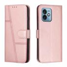 For Motorola Moto G 5G 2023 Stitching Calf Texture Buckle Leather Phone Case(Rose Gold) - 1