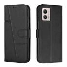 For Motorola Moto G53 5G/G13 4G/G23 4G Stitching Calf Texture Buckle Leather Phone Case(Black) - 1