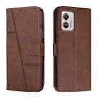 For Motorola Moto G53 5G/G13 4G/G23 4G Stitching Calf Texture Buckle Leather Phone Case(Brown) - 1