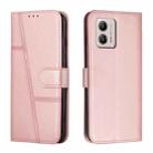 For Motorola Moto G53 5G/G13 4G/G23 4G Stitching Calf Texture Buckle Leather Phone Case(Rose Gold) - 1