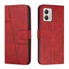 For Motorola Moto G73 Stitching Calf Texture Buckle Leather Phone Case(Red) - 1