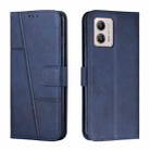 For Motorola Moto G73 Stitching Calf Texture Buckle Leather Phone Case(Blue) - 1