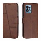 For Motorola Moto X40/X40 Pro/Edge+ 2023 Stitching Calf Texture Buckle Leather Phone Case(Brown) - 1