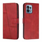 For Motorola Moto X40/X40 Pro/Edge+ 2023 Stitching Calf Texture Buckle Leather Phone Case(Red) - 1