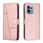 For Motorola Moto X40/X40 Pro/Edge+ 2023 Stitching Calf Texture Buckle Leather Phone Case(Rose Gold) - 1