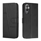 For Tecno Pova 4 Stitching Calf Texture Buckle Leather Phone Case(Black) - 1