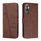 For Tecno Pova 4 Stitching Calf Texture Buckle Leather Phone Case(Brown) - 1