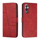 For Tecno Pova 4 Stitching Calf Texture Buckle Leather Phone Case(Red) - 1