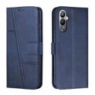 For Tecno Pova 4 Stitching Calf Texture Buckle Leather Phone Case(Blue) - 1