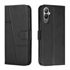 For Tecno Pova 4 Pro Stitching Calf Texture Buckle Leather Phone Case(Black) - 1