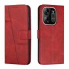 For Tecno Spark Go 2023 Stitching Calf Texture Buckle Leather Phone Case(Red) - 1