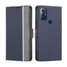 For Motorola Moto G Play 2023 Twill Texture Side Buckle Leather Phone Case(Blue) - 1