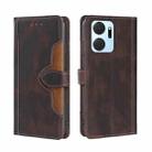 For Honor X7A Skin Feel Magnetic Buckle Leather Phone Case(Brown) - 1