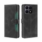 For Honor X8A Skin Feel Magnetic Buckle Leather Phone Case(Black) - 1