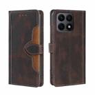 For Honor X8A Skin Feel Magnetic Buckle Leather Phone Case(Brown) - 1