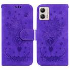 For Motorola Moto G13 / G23 / G53 Butterfly Rose Embossed Leather Phone Case(Purple) - 1