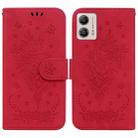 For Motorola Moto G13 / G23 / G53 Butterfly Rose Embossed Leather Phone Case(Red) - 1