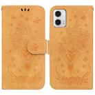 For Motorola Moto G73 Butterfly Rose Embossed Leather Phone Case(Yellow) - 1