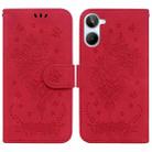 For Realme 10 4G Butterfly Rose Embossed Leather Phone Case(Red) - 1