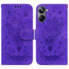 For Realme 10 Pro 5G Butterfly Rose Embossed Leather Phone Case(Purple) - 1