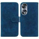 For Honor 70 Butterfly Rose Embossed Leather Phone Case(Blue) - 1