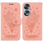 For Honor 70 Butterfly Rose Embossed Leather Phone Case(Pink) - 1