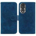 For Honor 80 Butterfly Rose Embossed Leather Phone Case(Blue) - 1