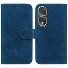 For Honor 80 Pro Butterfly Rose Embossed Leather Phone Case(Blue) - 1