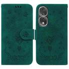 For Honor 80 Pro Butterfly Rose Embossed Leather Phone Case(Green) - 1