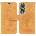 For Honor 80 Pro Butterfly Rose Embossed Leather Phone Case(Yellow) - 1