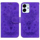 For Honor 80 SE Butterfly Rose Embossed Leather Phone Case(Purple) - 1