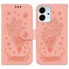 For Honor 80 SE Butterfly Rose Embossed Leather Phone Case(Pink) - 1